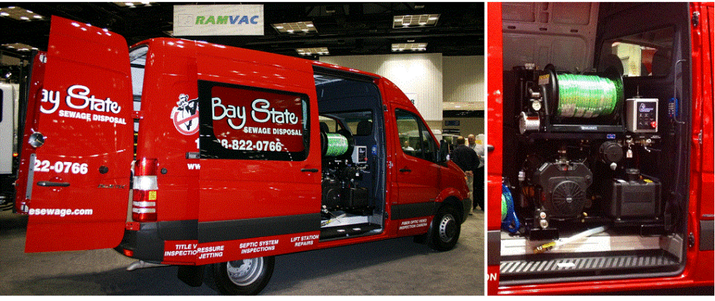 bay state sewage disposal van with model 123 trailer van pack loaded