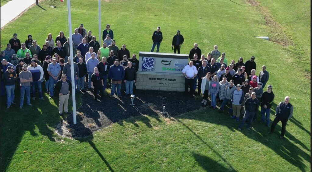 Overhead view of the Sewer Equipment team. 
