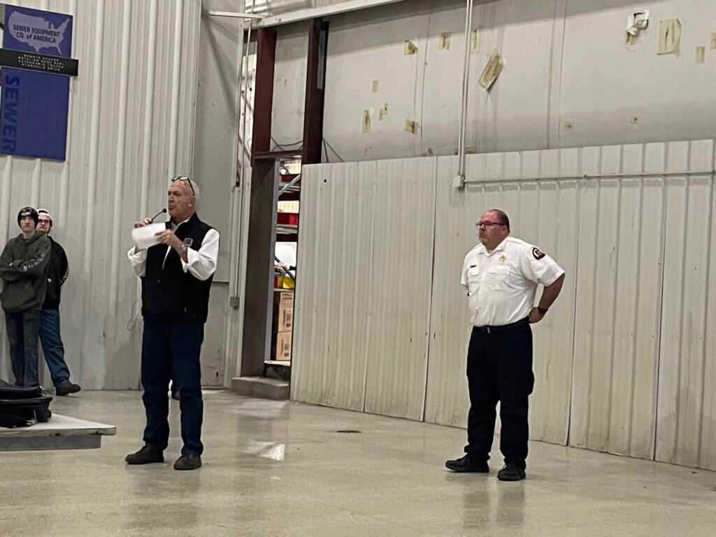 Presentation of the new drone to the fire department. 
