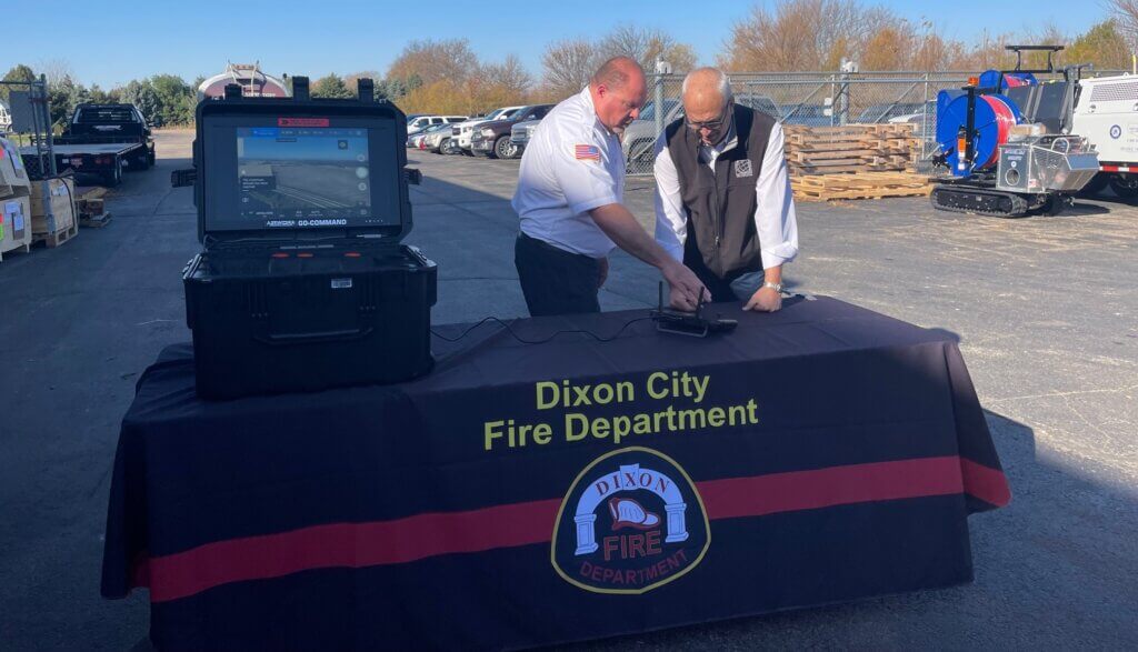 Taking a closer look at the remote control for the thermal drone. 