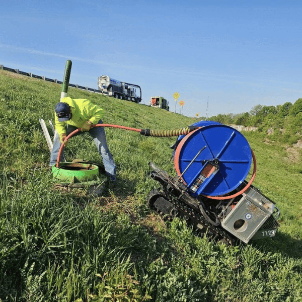 Picture of an easement machine on a steep hill
